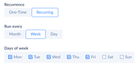 Run Every Week parameter